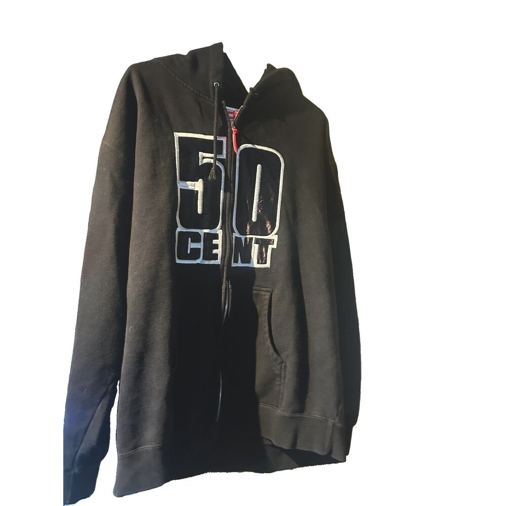 Vintage 50 Cent 2000s Embroidered Zipper Hoodie - G Unit - Black - Size Large